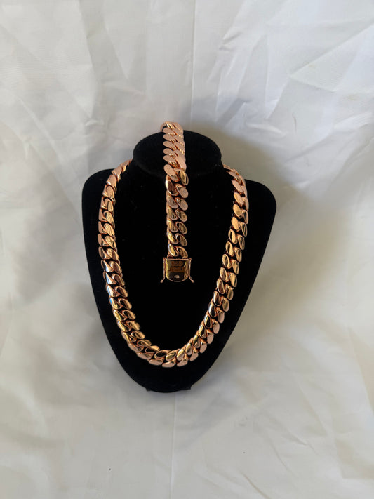 18MM S&D Rose Cuban Link Set