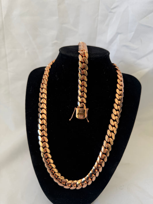 12MM S&D Rose Cuban Link Set