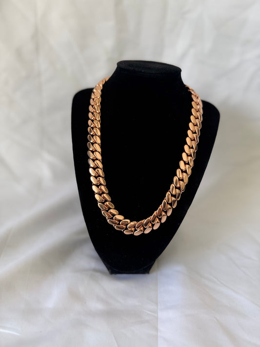 15MM rose Gold Cuban Link Chain